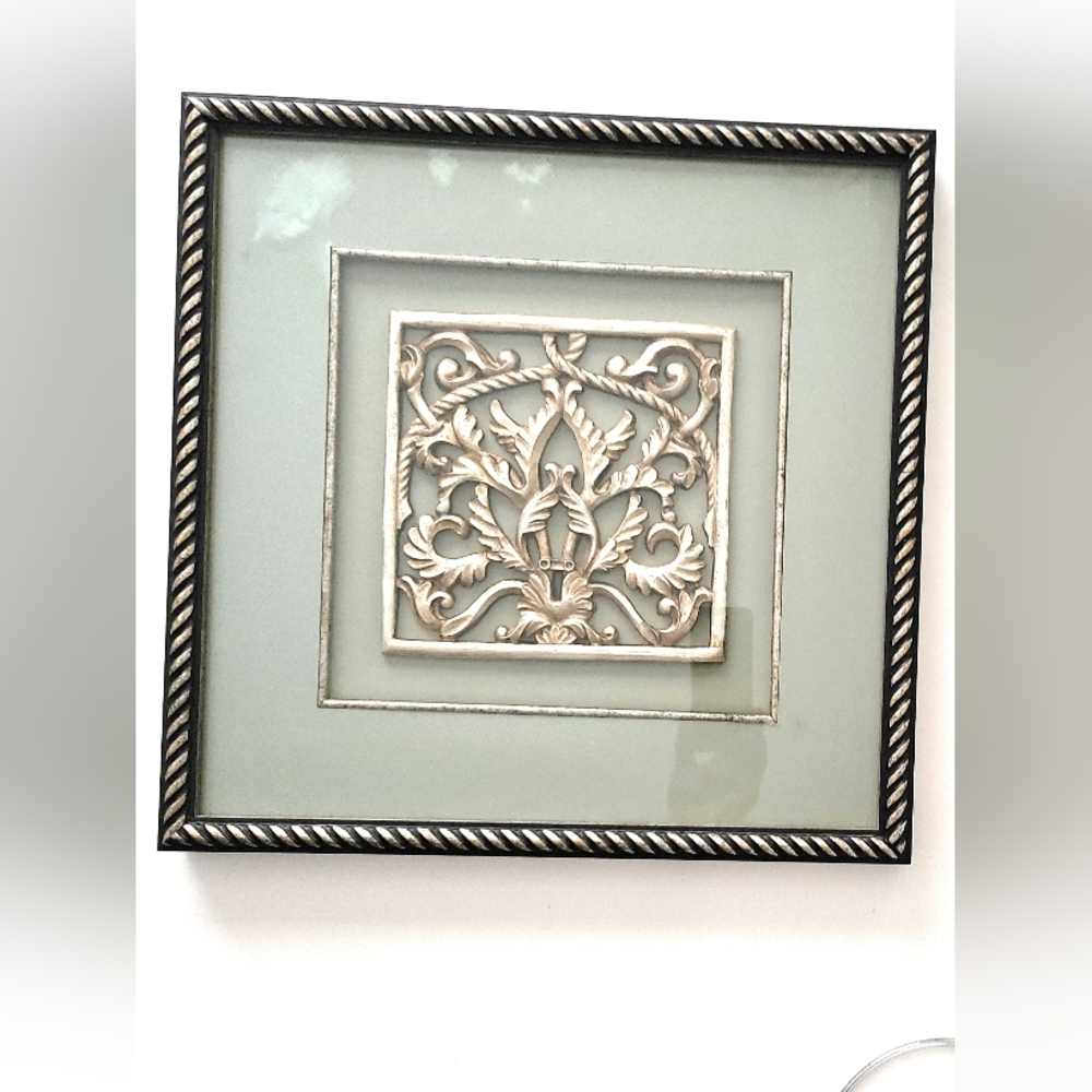 Elegant Silver Framed Wall Art. 16 X 16 Inches